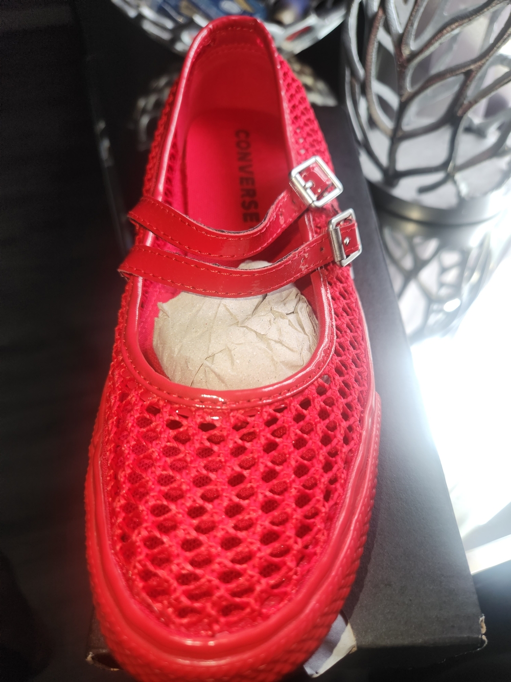 Converse Kids Red Mesh Mary Jane Sandals with Double Straps